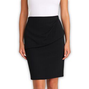 CABI Pencil Skirt Black Draped Overlay Stretch Career 6